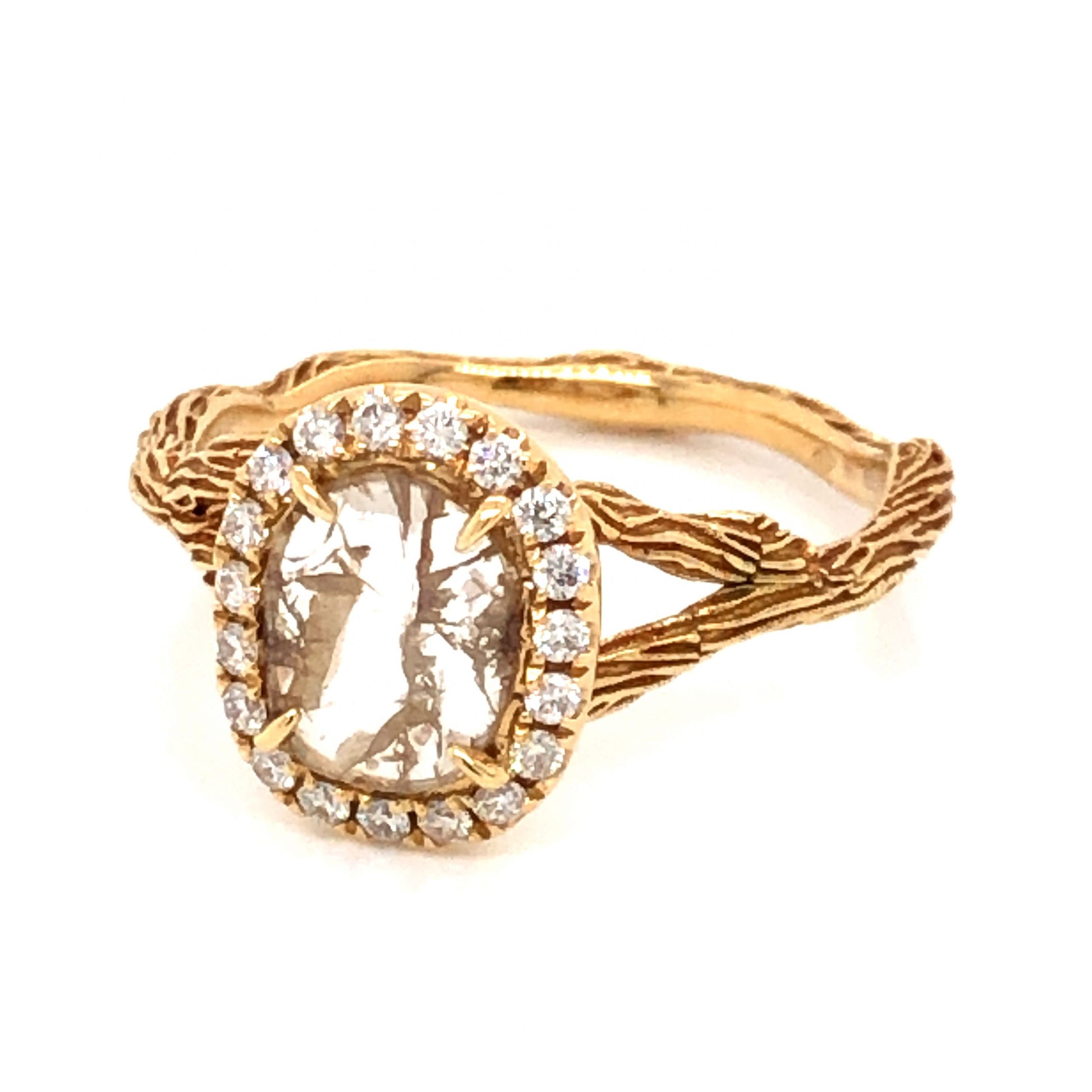 .39 Rose Cut Diamond Engagement Ring in 18K Yellow GoldComposition: PlatinumRing Size: 6.75Total Diamond Weight: .57 ctTotal Gram Weight: 2.9 g