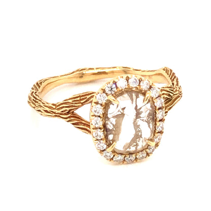 .39 Rose Cut Diamond Engagement Ring in 18K Yellow Gold