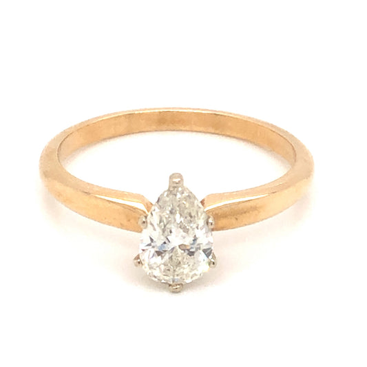 .67 Pear Cut Solitaire Diamond Engagement Ring in 14k