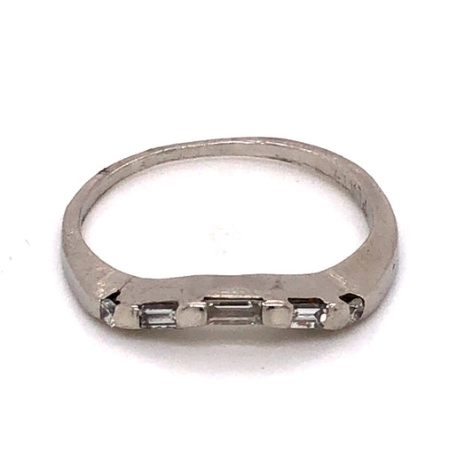 .16 Contoured Art Deco Diamond Wedding Band in Platinum