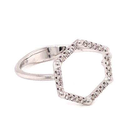 .08 Diamond Hexagon Ring in 18k White Gold