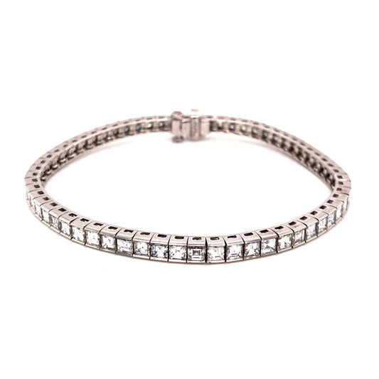 8.40 Square Cut Diamond Tennis Bracelet in Platinum