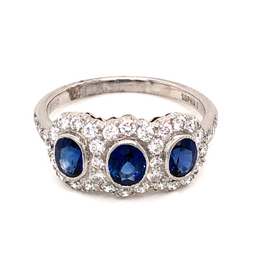 1.46 Oval Cut Sapphire & Diamond Ring in Platinum