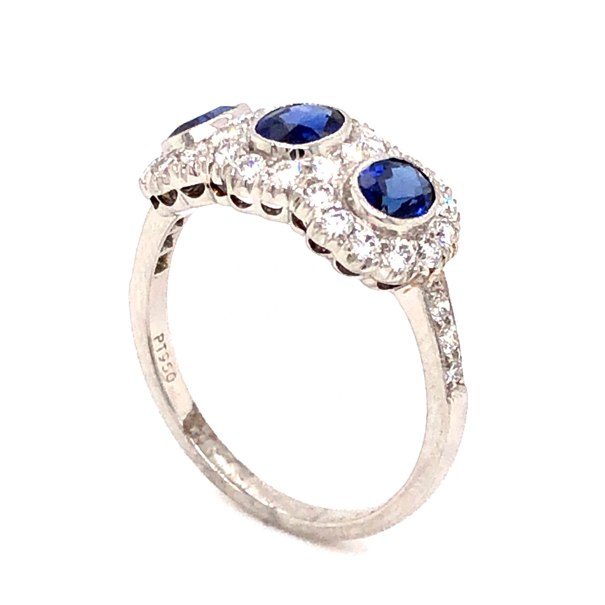 1.46 Oval Cut Sapphire & Diamond Ring in PlatinumComposition: Platinum Ring Size: 6.5 Total Diamond Weight: .57ct Total Gram Weight: 3.9 g Inscription: Pt950
      