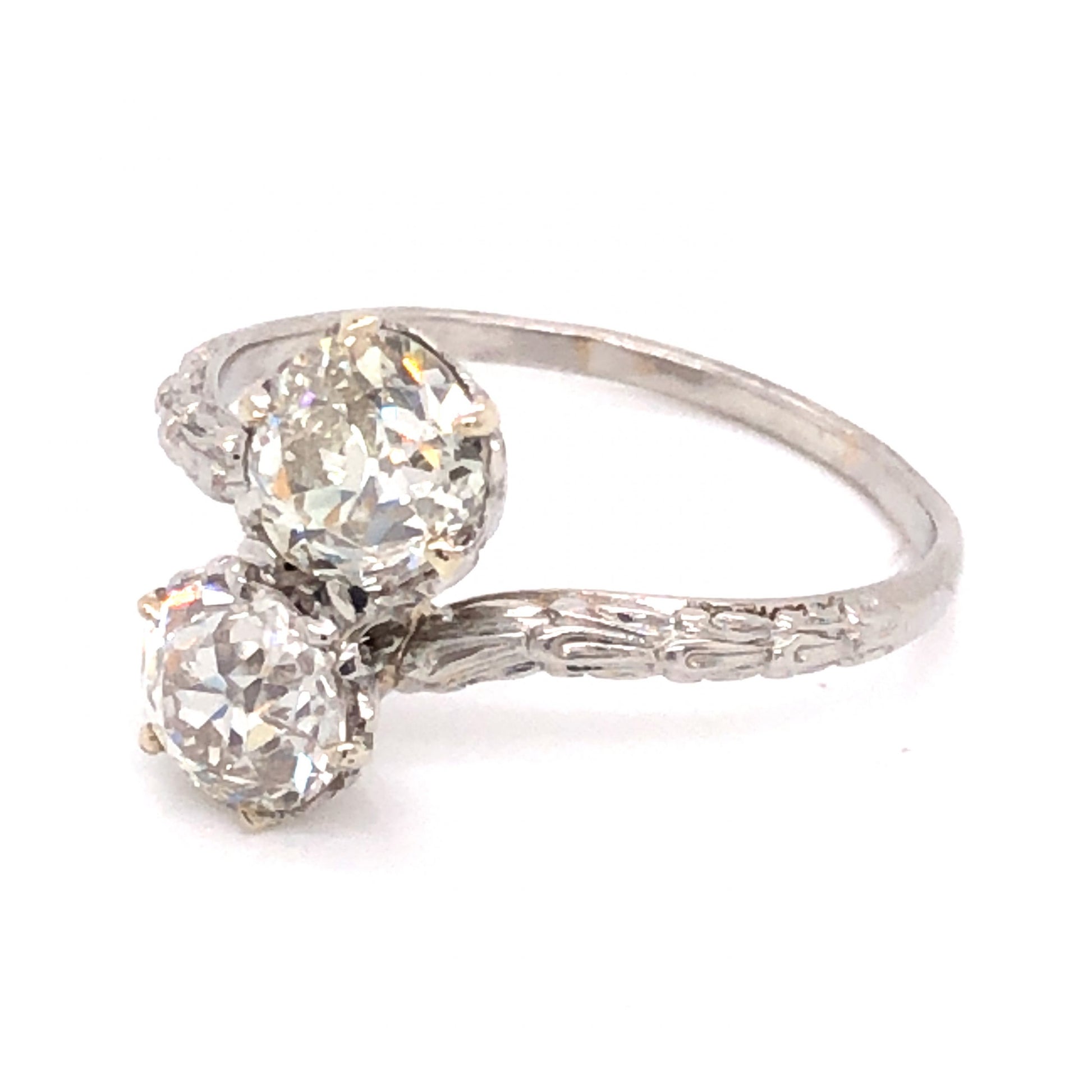 2.15 Art Deco Diamond Engagement Ring in Platinum