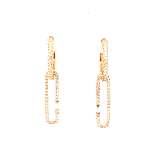 .46 Pave Diamond Drop Earrings in 18k Yellow Gold