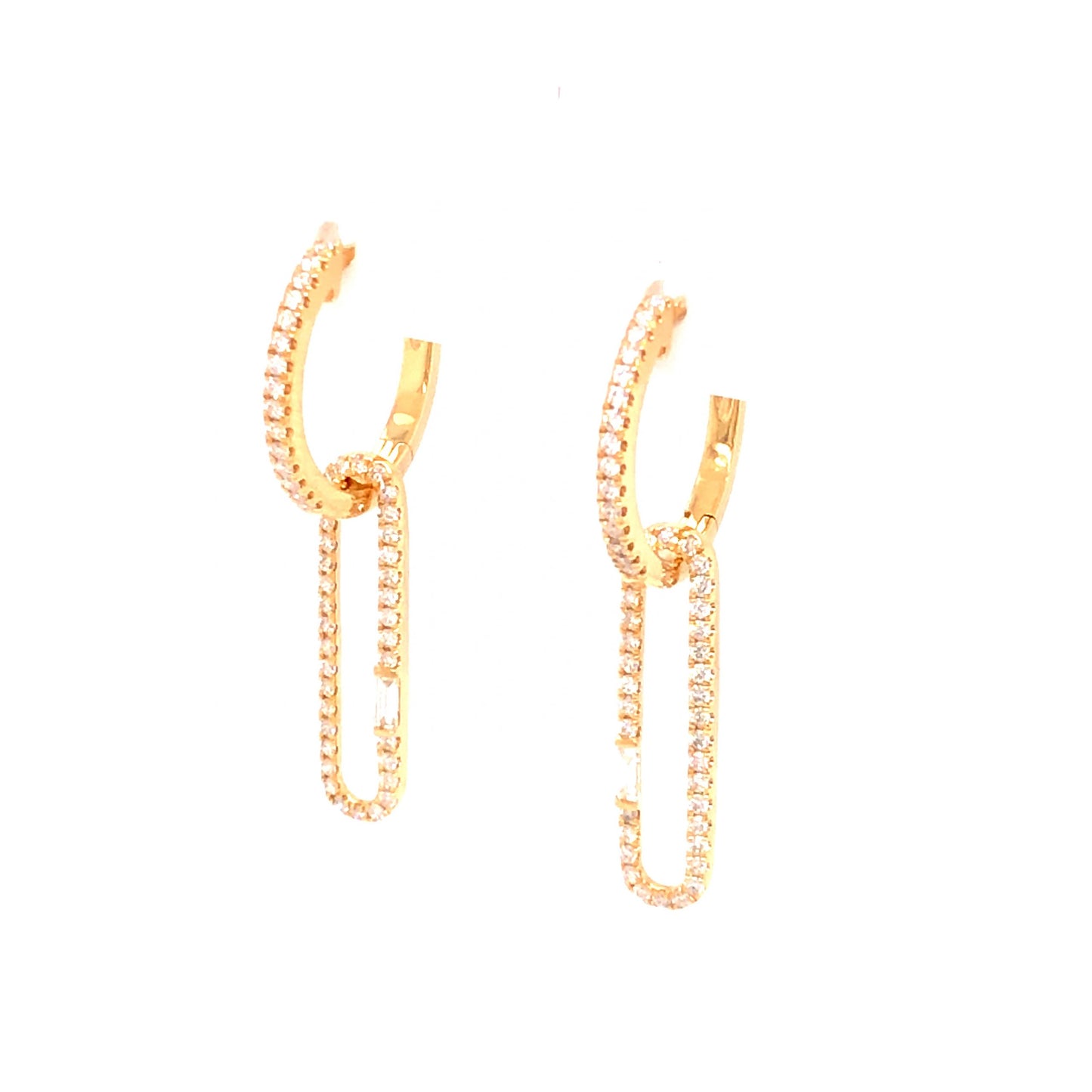 .46 Pave Diamond Drop Earrings in 18k Yellow Gold