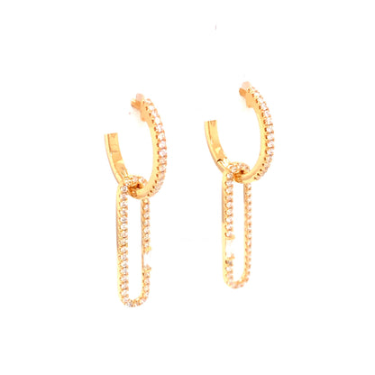 .46 Pave Diamond Drop Earrings in 18k Yellow Gold