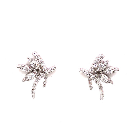 .38 Diamond Cluster Earrings in 18k White Gold