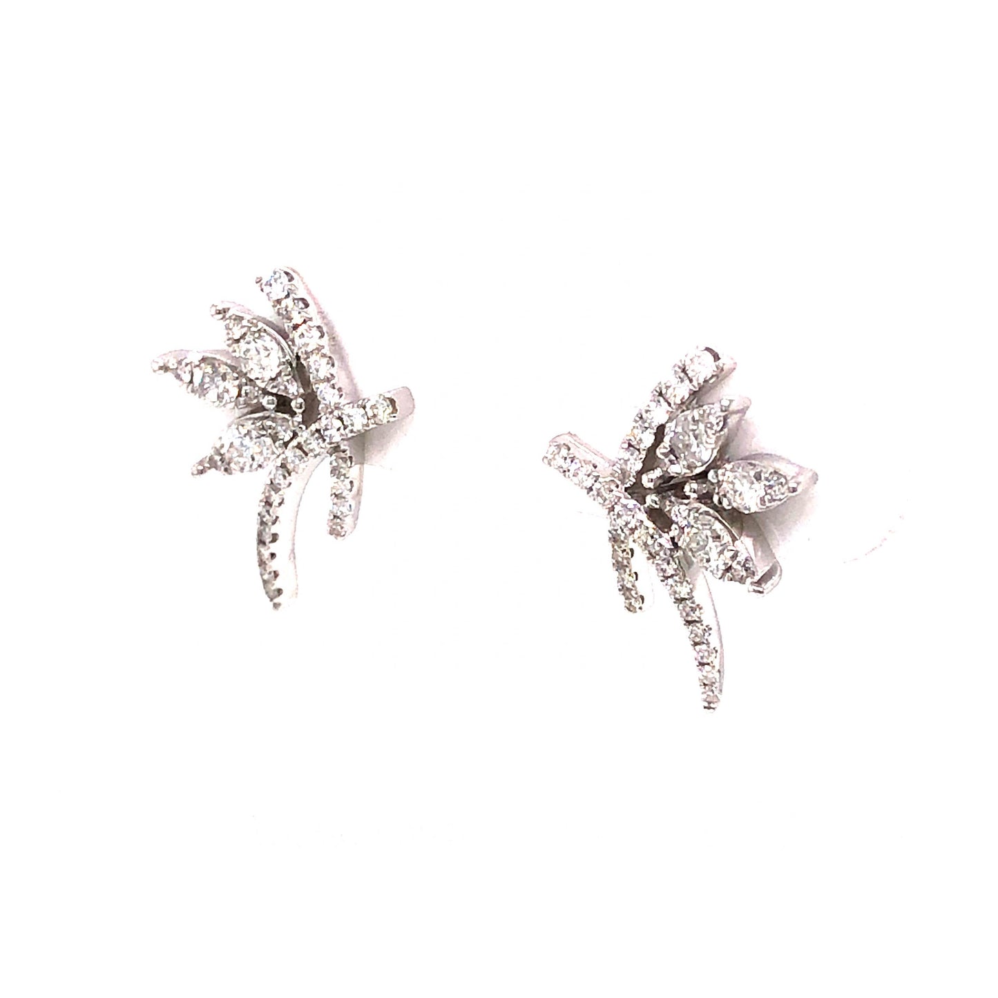 .38 Diamond Cluster Earrings in 18k White Gold