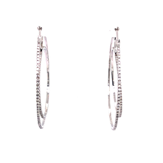 1.37 Spinning Diamond Hoop Earrings in 18k White Gold