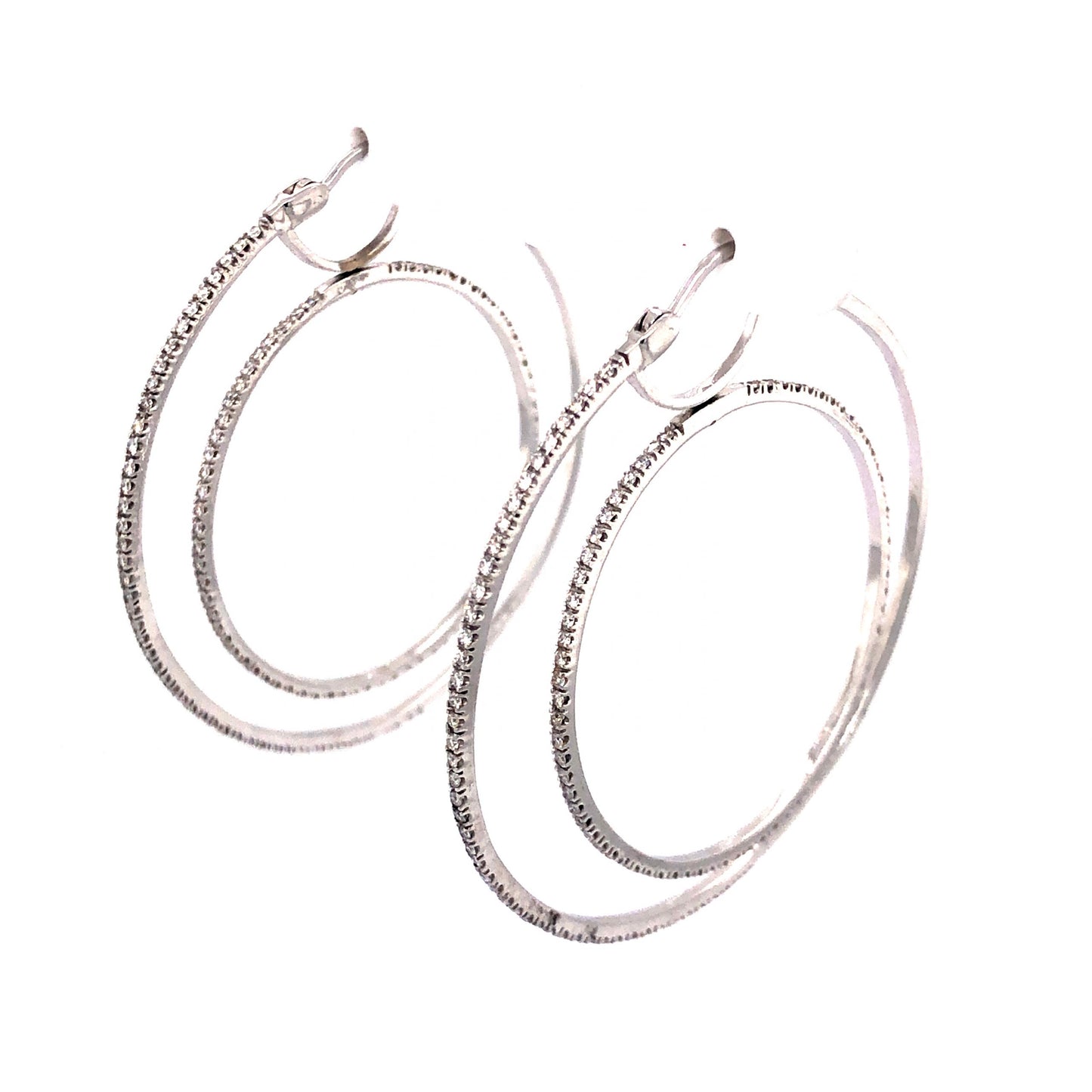 1.37 Spinning Diamond Hoop Earrings in 18k White Gold