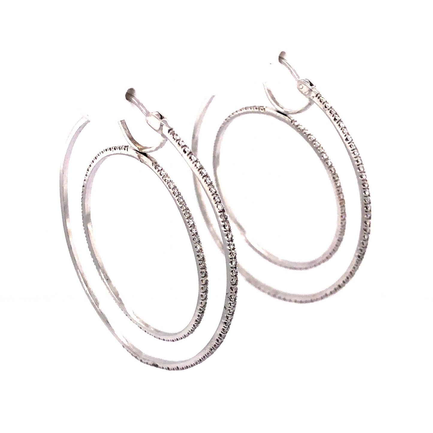 1.37 Spinning Diamond Hoop Earrings in 18k White Gold
