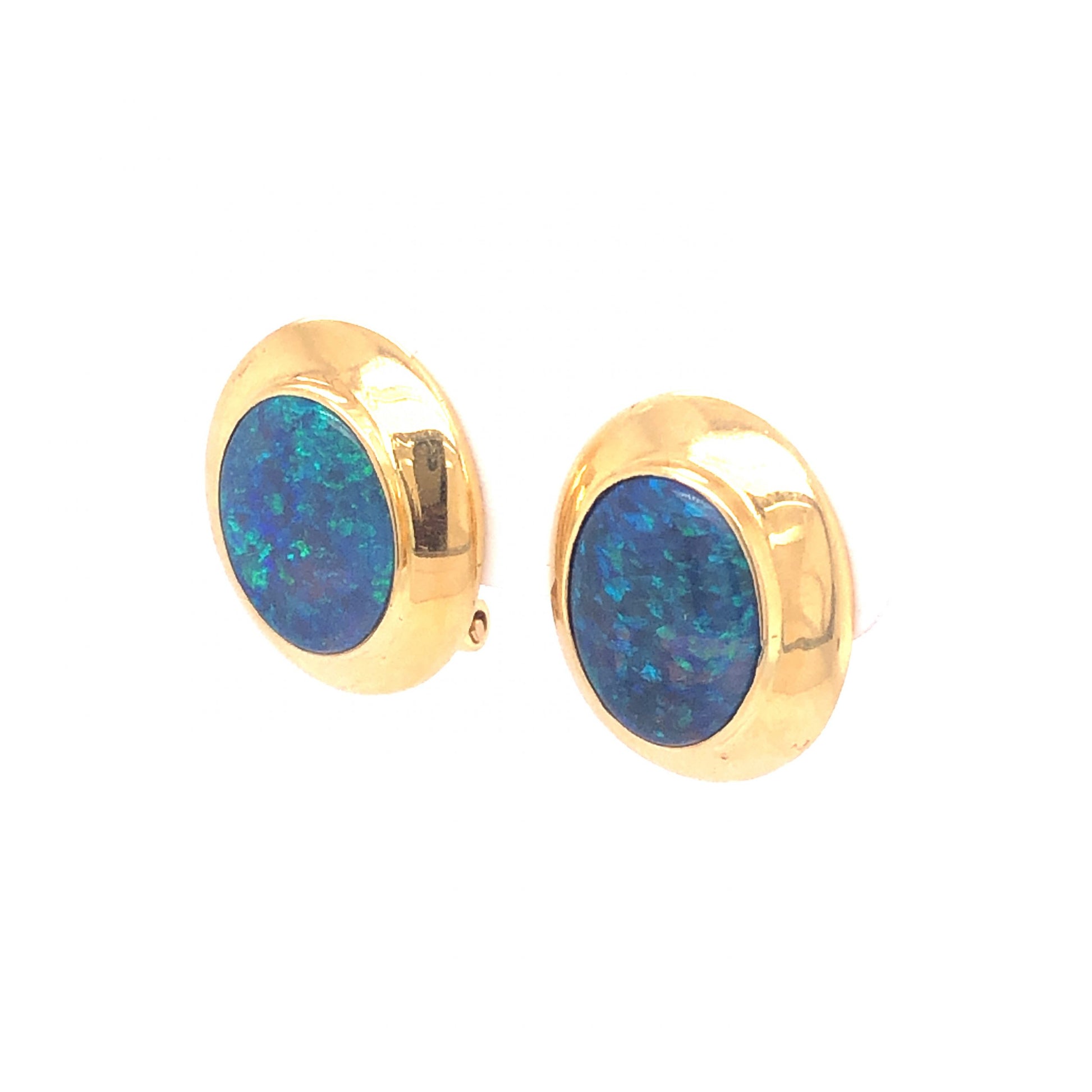 4.17 Carat Opal Earrings in 18k Yellow Gold