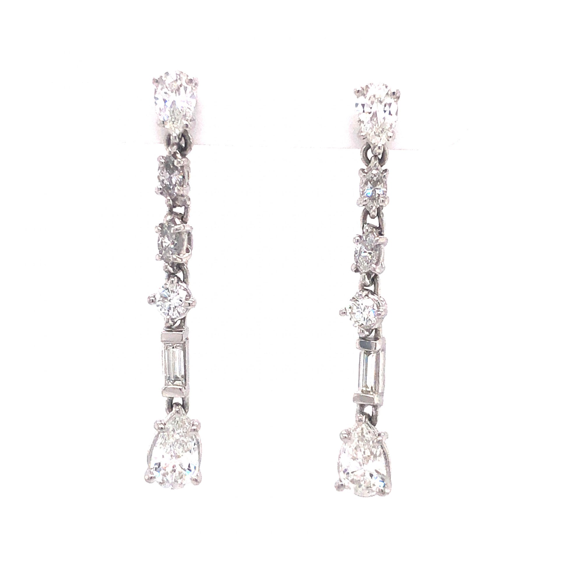 Diamond Drop Earrings in 18k White Gold