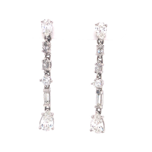 Diamond Drop Earrings in 18k White Gold