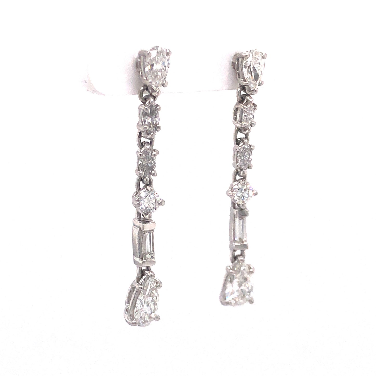 Diamond Drop Earrings in 18k White Gold
