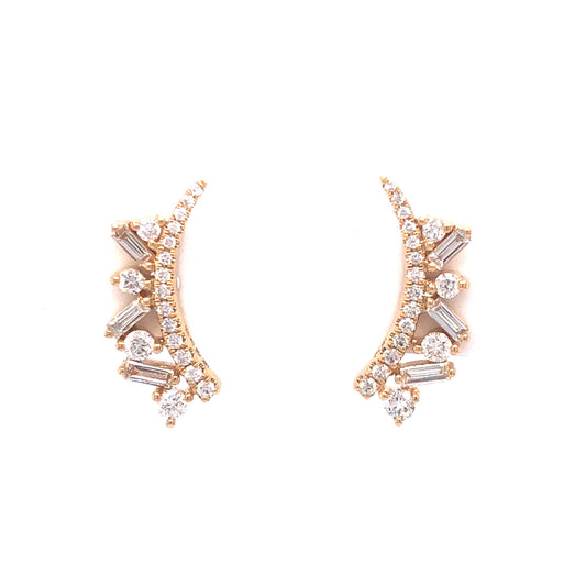 .54 Diamond Climber Earrings in 18k Yellow Gold