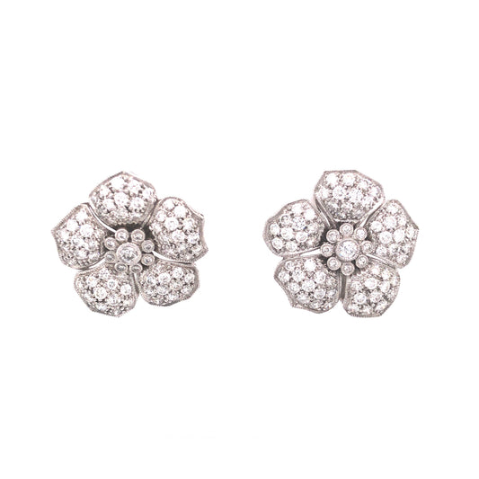 Modern 2.16 Round Brilliant Diamond Studs in Platinum