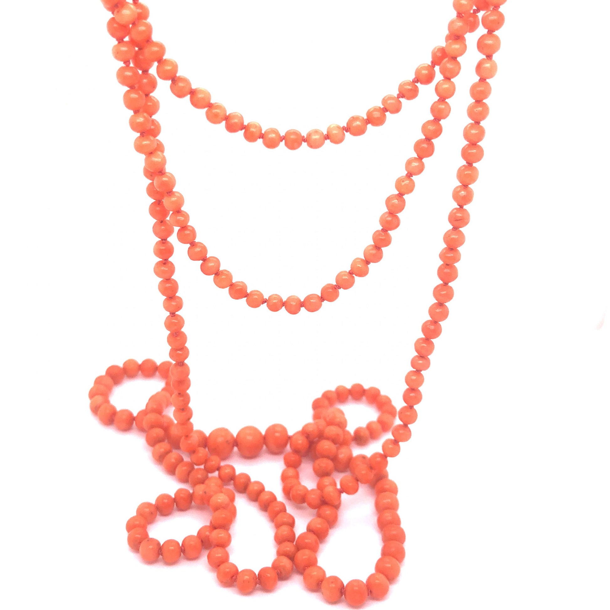Vintage Mid-Century Coral Necklace in 18k Yellow Gold