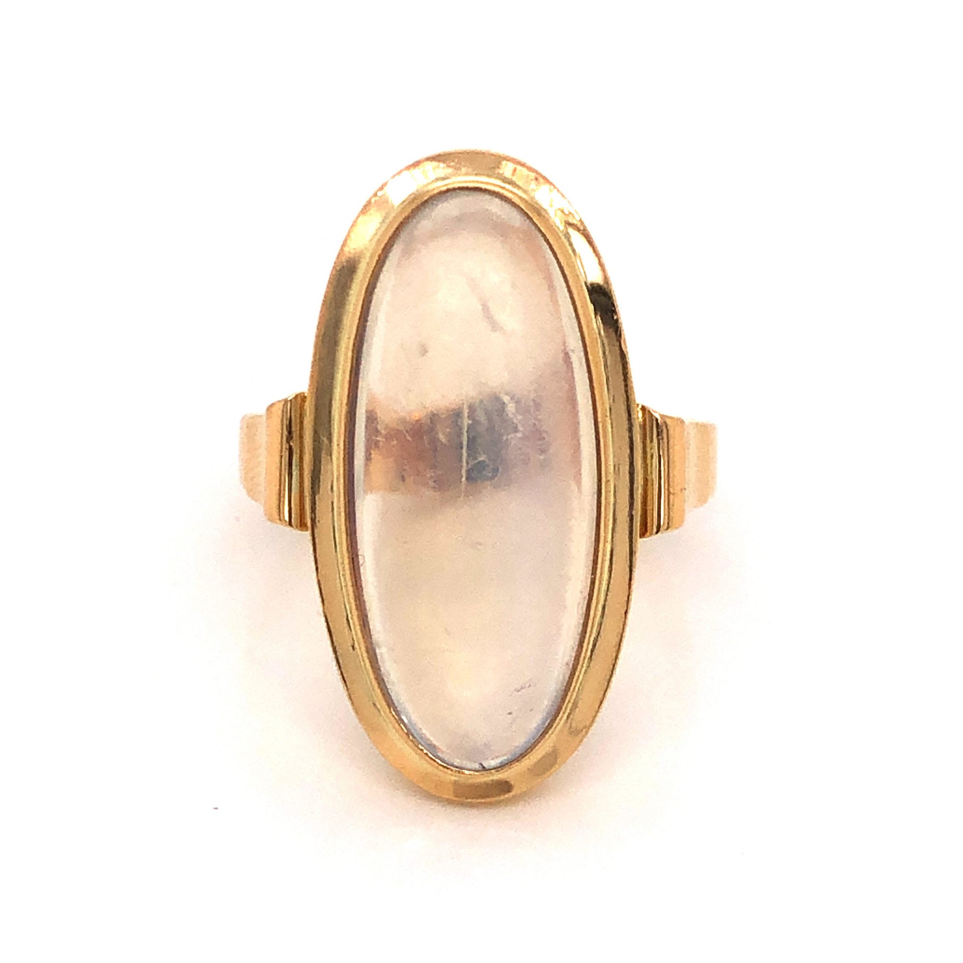 Mid-Century Moonstone Cocktail Ring in 18k Yellow Gold