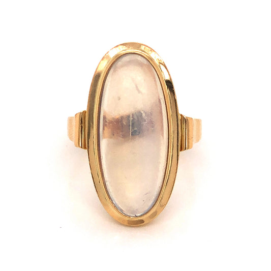 Mid-Century Moonstone Cocktail Ring in 18k Yellow Gold