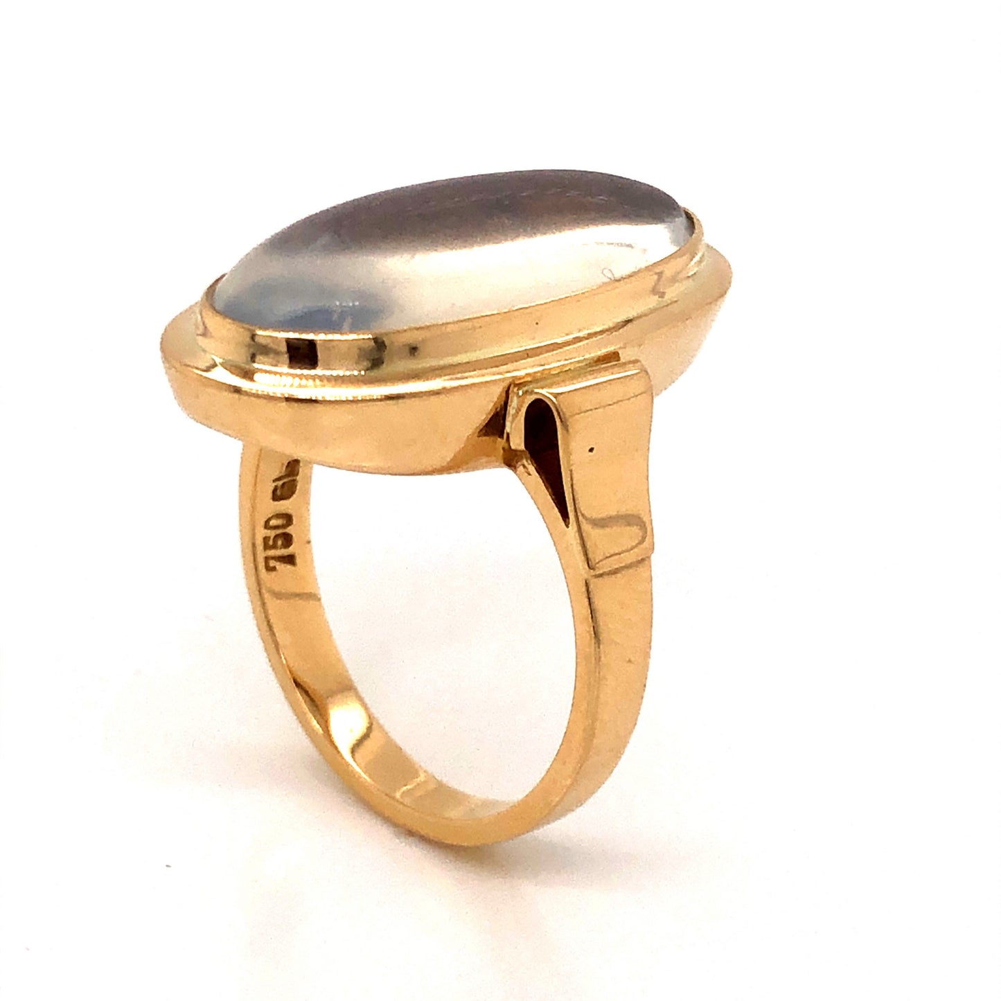 Mid-Century Moonstone Cocktail Ring in 18k Yellow Gold