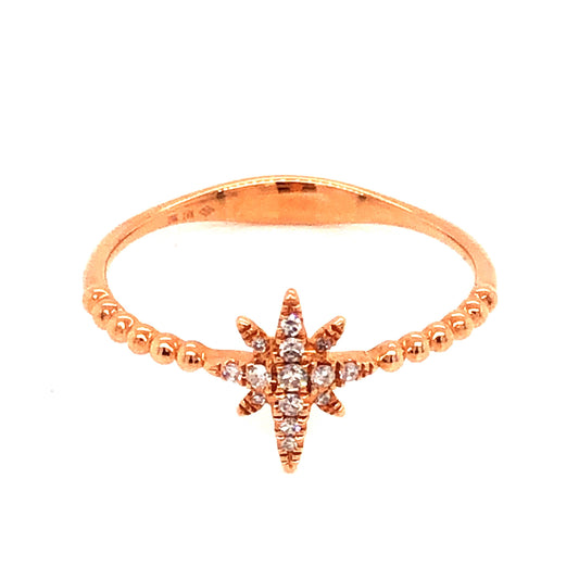 .06 Diamond Starburst Stacking Ring in 18k Rose Gold