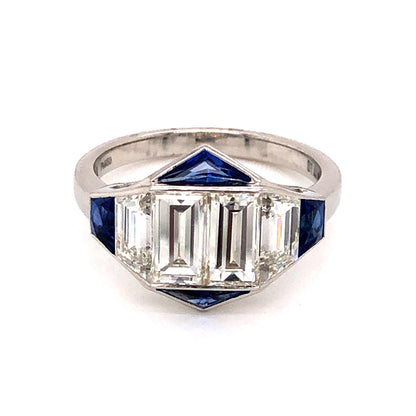 2.42 Diamond & Sapphire Cocktail Ring in Platinum