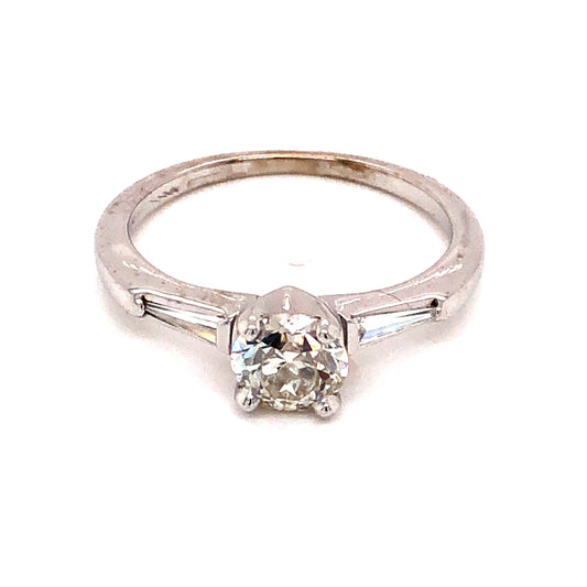 .67 Mid-Century Diamond Engagement Ring in 14k White Gold