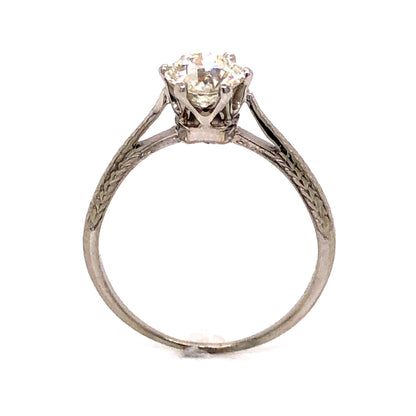 .80 Art Deco Solitaire Diamond Engagement Ring in 18K White Gold
