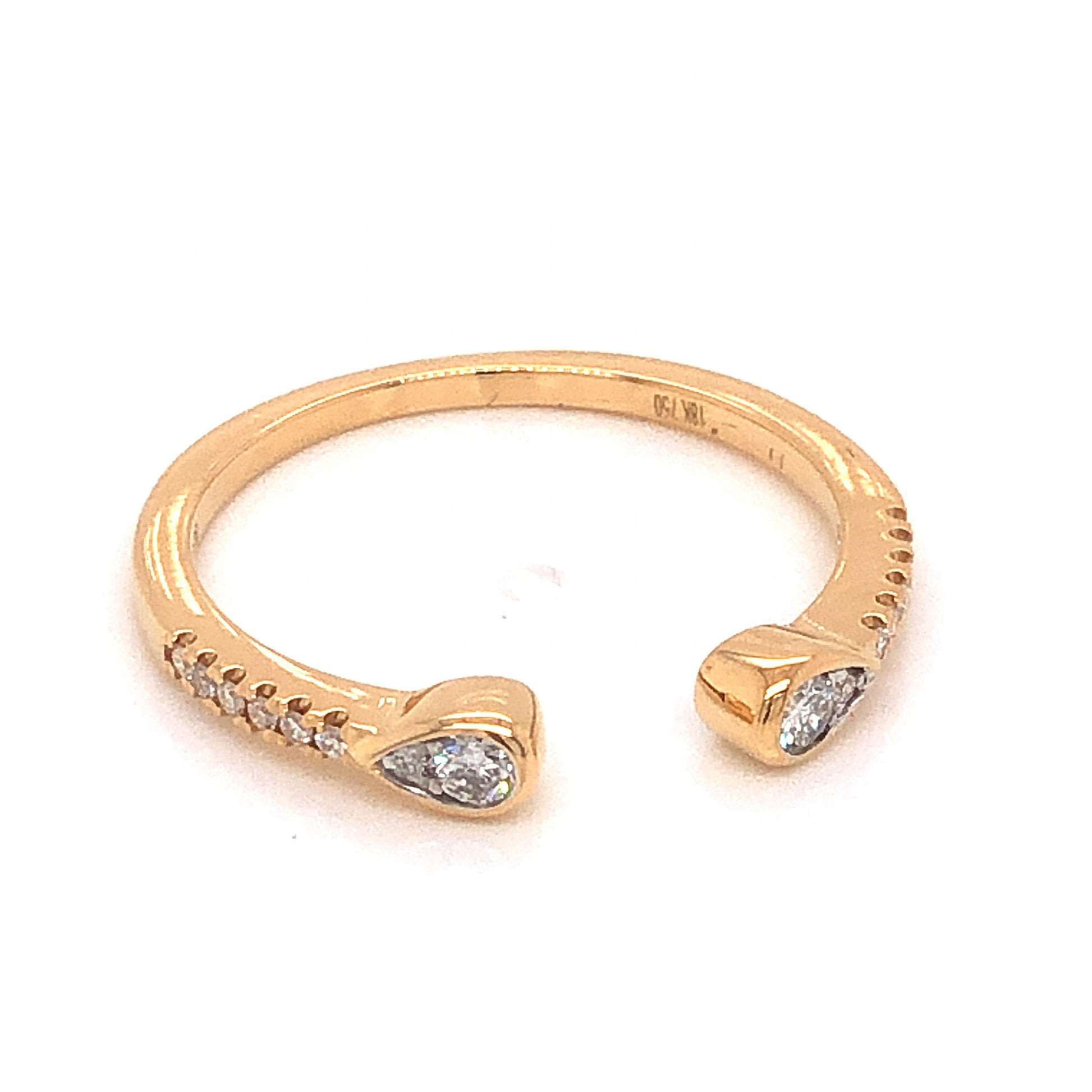 .14 Open Diamond Wedding Band in 18k Yellow GoldComposition: Platinum Ring Size: 7 Total Diamond Weight: .14ct Total Gram Weight: 1.8 g Inscription: 18K, 750, D0.136
      