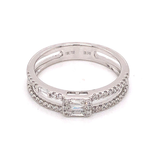 .27 Double Banded Diamond Stacking Ring in 18K White Gold