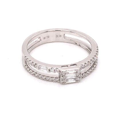 .27 Double Banded Diamond Stacking Ring in 18K White Gold