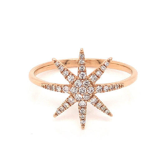 .18 Diamond Starburst Stacking Ring in 18k Rose Gold