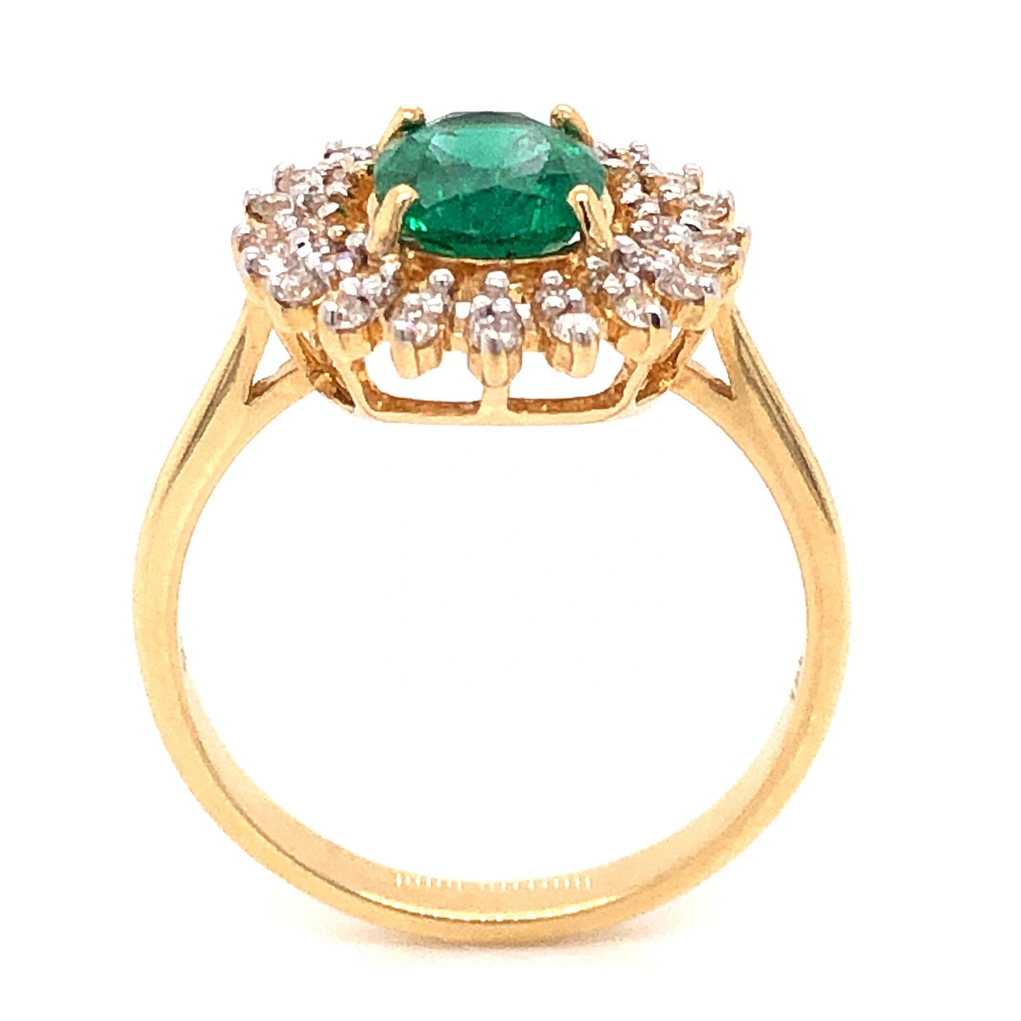 .93 Oval Cut Emerald & Diamond Cocktail Ring in 18k Yellow Gold