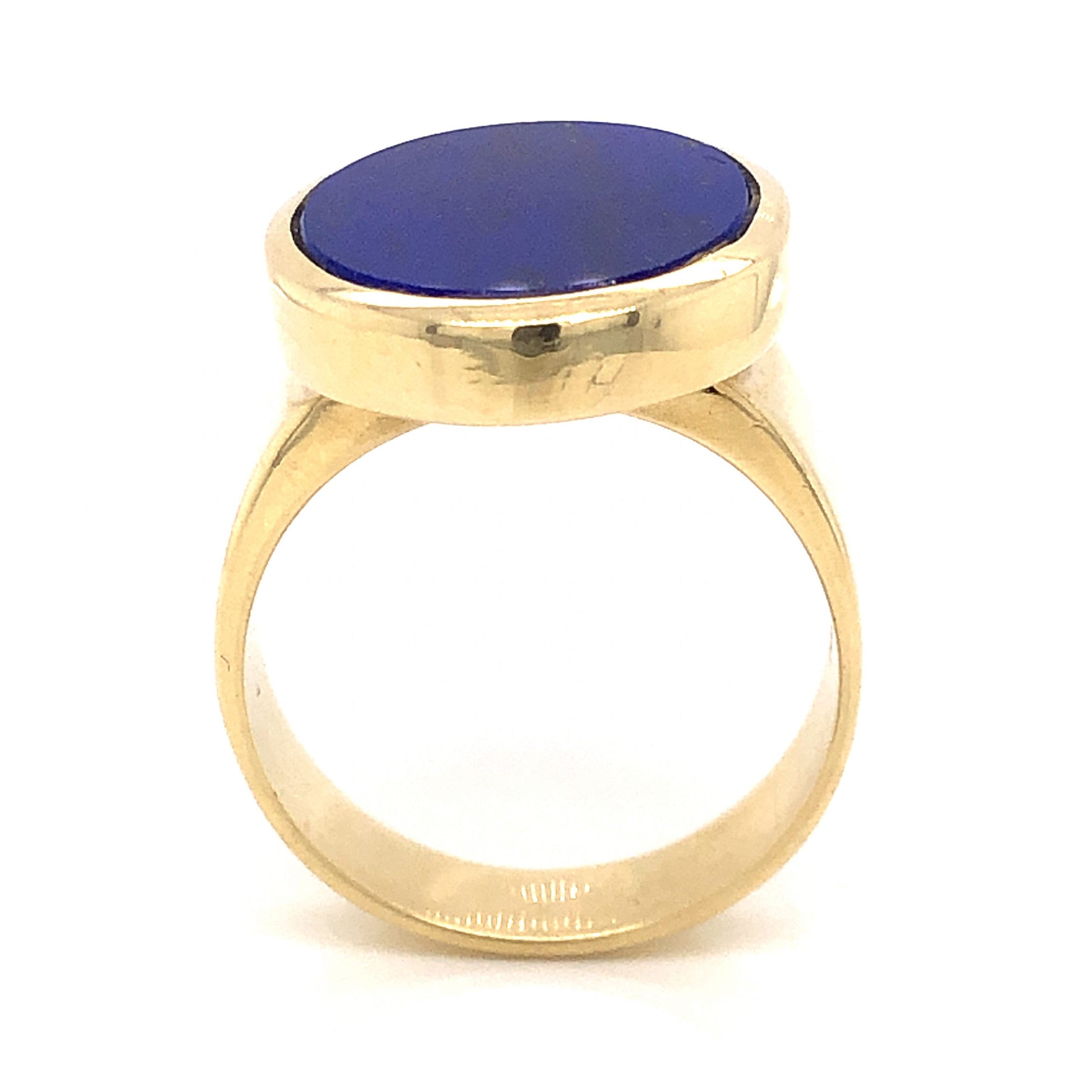 Mid-Century Lapis Lazuli Tablet Ring in 14k Yellow Gold