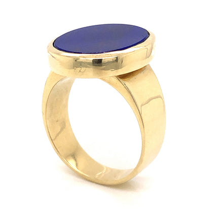 Mid-Century Lapis Lazuli Tablet Ring in 14k Yellow Gold