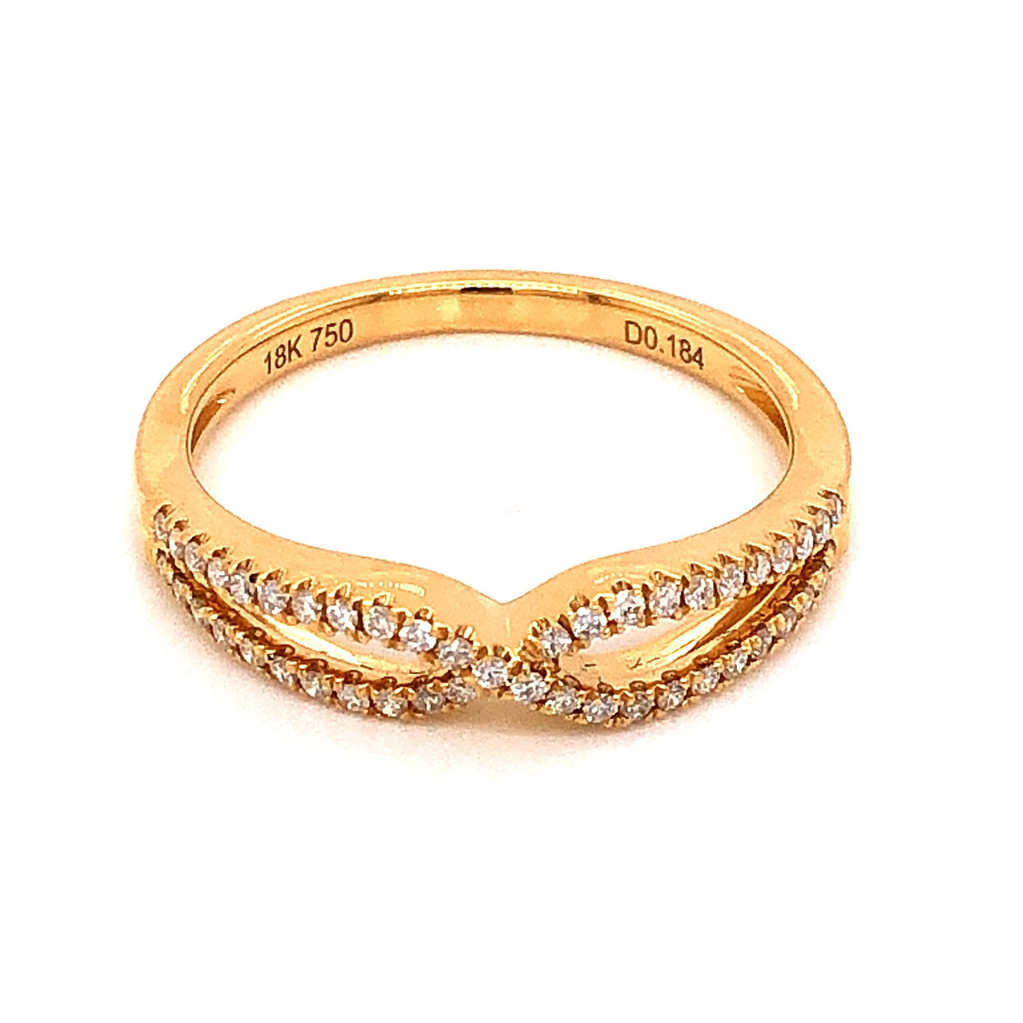 .18 Crossover Diamond Wedding Band in 18k Yellow Gold