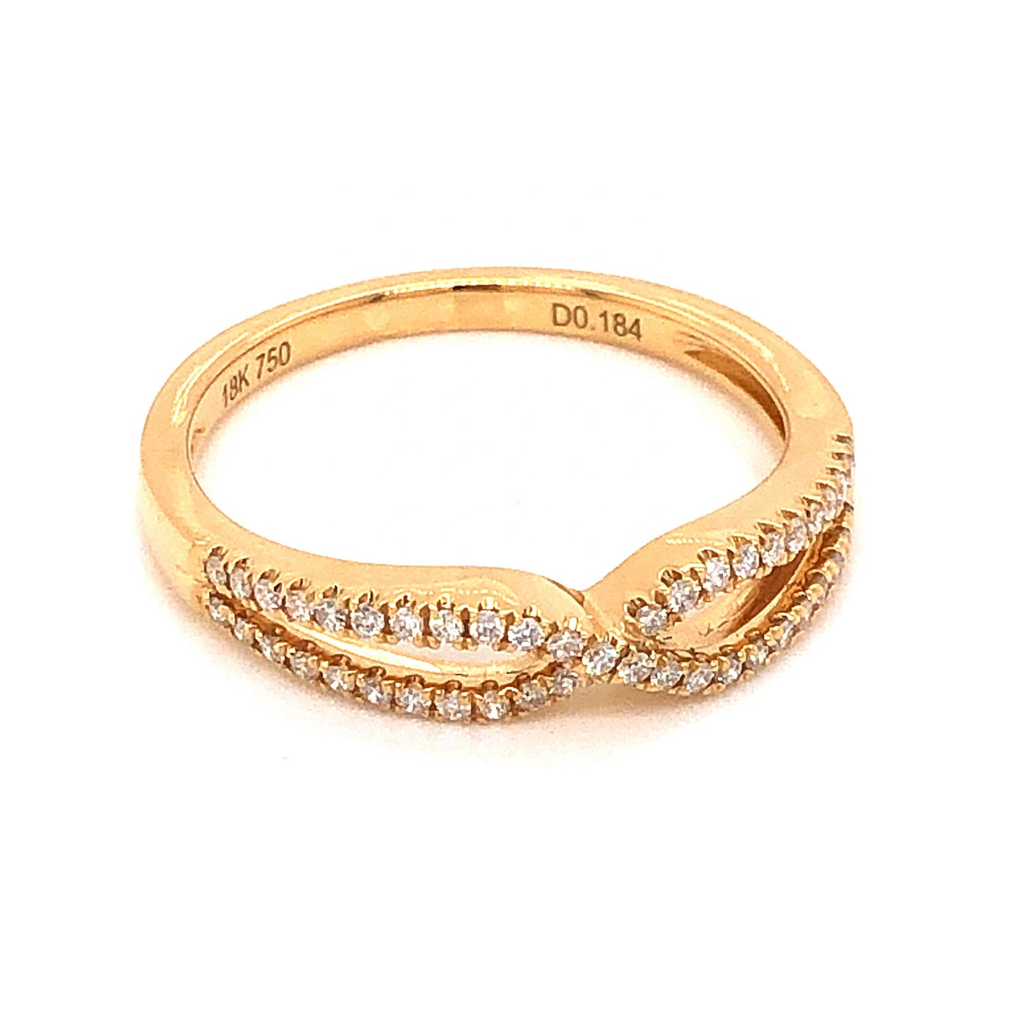 .18 Crossover Diamond Wedding Band in 18k Yellow Gold