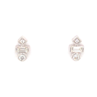 .23 Geometric Diamond Stud Earrings in 18k White Gold