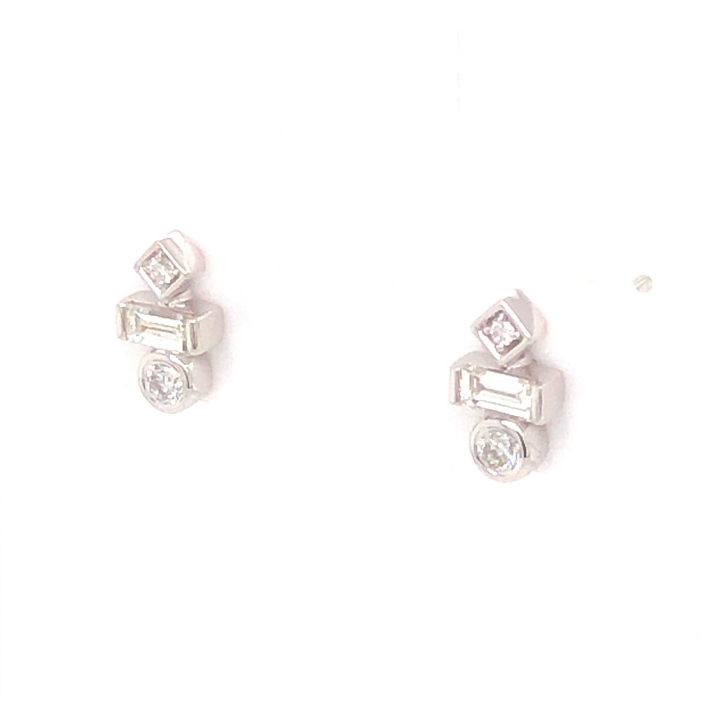 .23 Geometric Diamond Stud Earrings in 18k White Gold