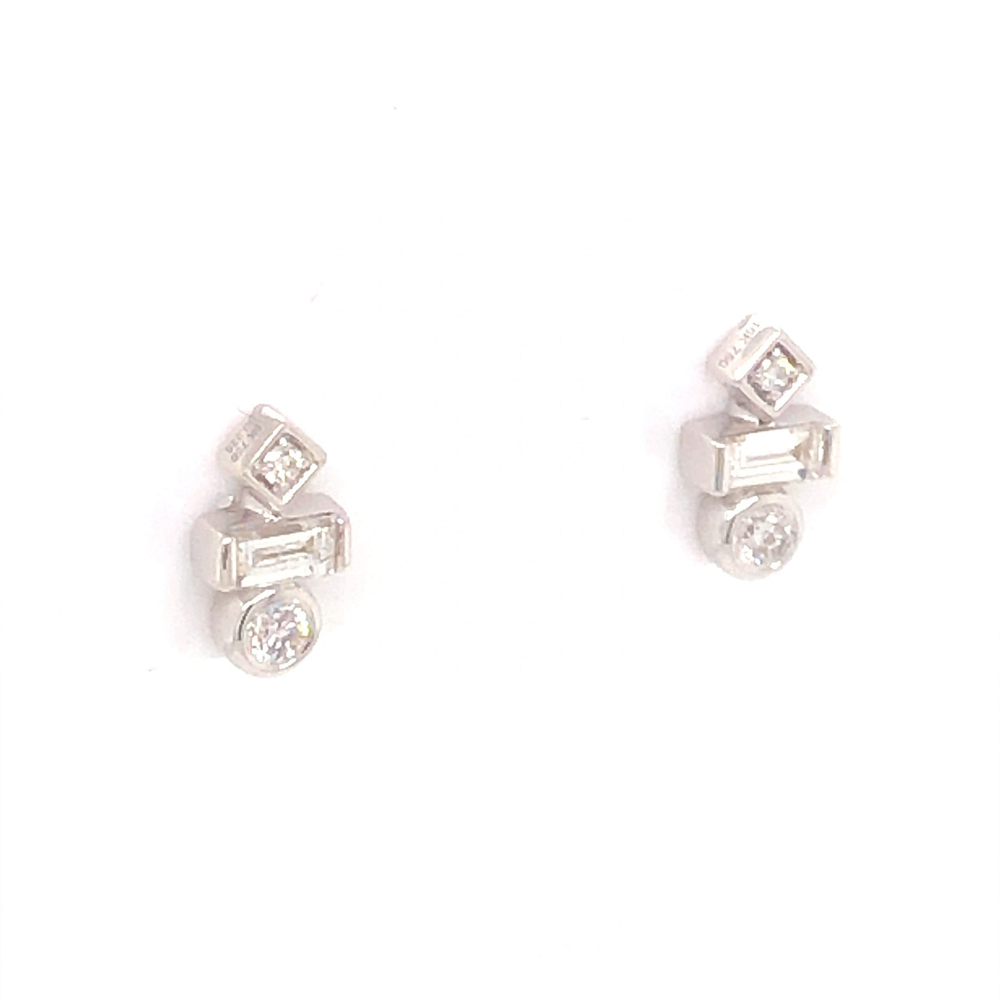 .23 Geometric Diamond Stud Earrings in 18k White Gold