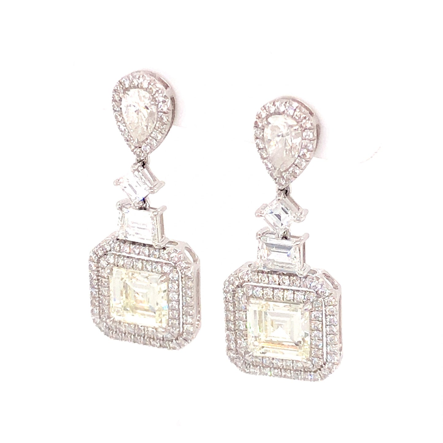 5.14 Asscher Diamond Drop Earrings in Platinum