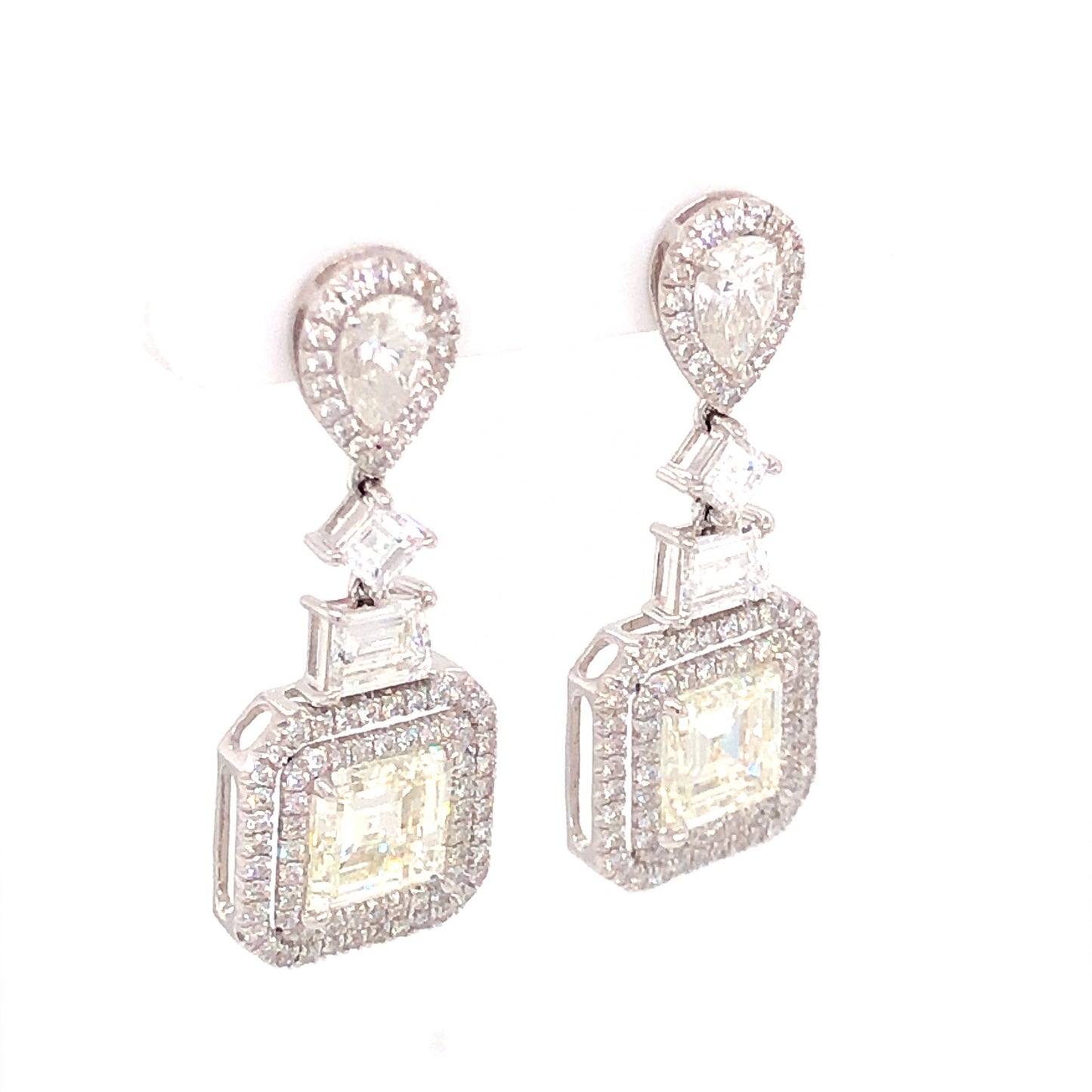 5.14 Asscher Diamond Drop Earrings in Platinum