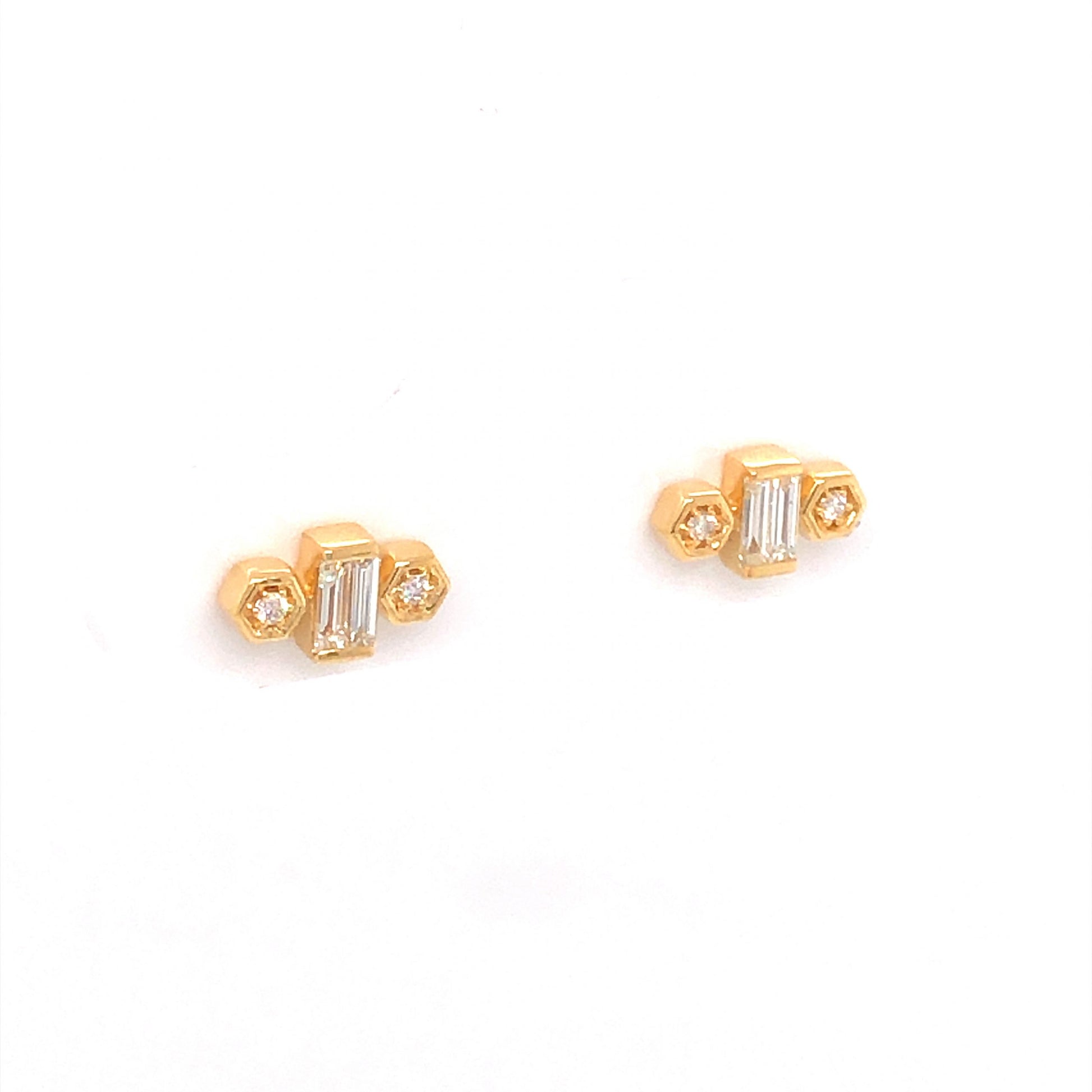 .17 Baguette Diamond Earrings in 18k Yellow GoldComposition: 18 Karat Yellow GoldTotal Diamond Weight: .17 ctTotal Gram Weight: 1.7 gInscription: 750