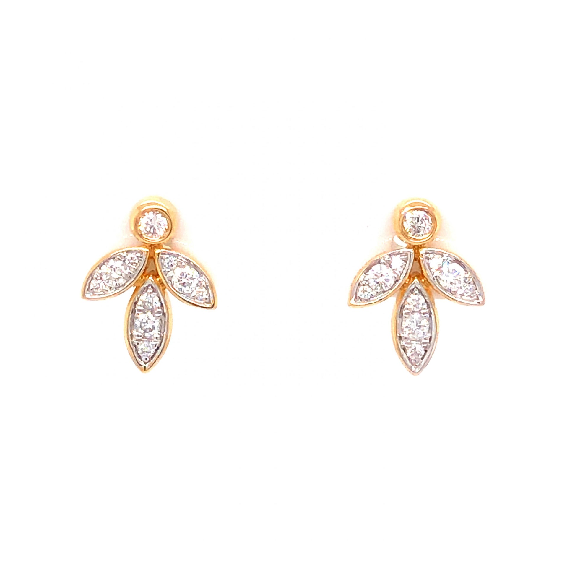 .27 Diamond Cluster Stud Earrings in 18k Yellow Gold