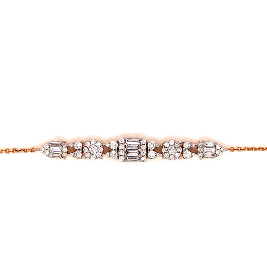 Diamond Cluster Chain Bracelet in 18k Rose Gold