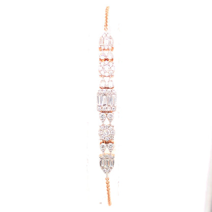 Diamond Cluster Chain Bracelet in 18k Rose Gold