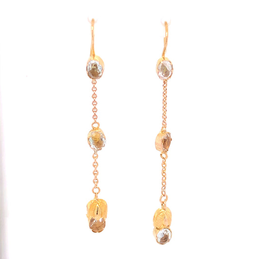 Antique Victorian Quartz Earrings in 14k Yellow Gold